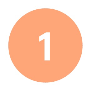 A peach-colored circle with the white number one in the center.