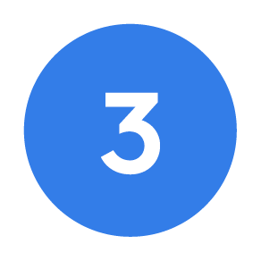 Blue circular sign with the white number 3 in the center.