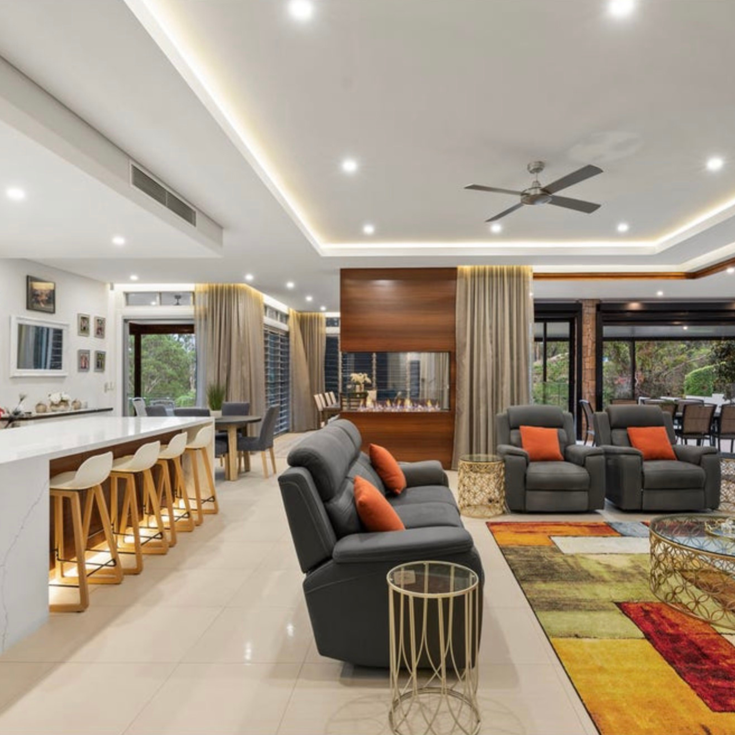 Freshly painted open-plan living and dining area