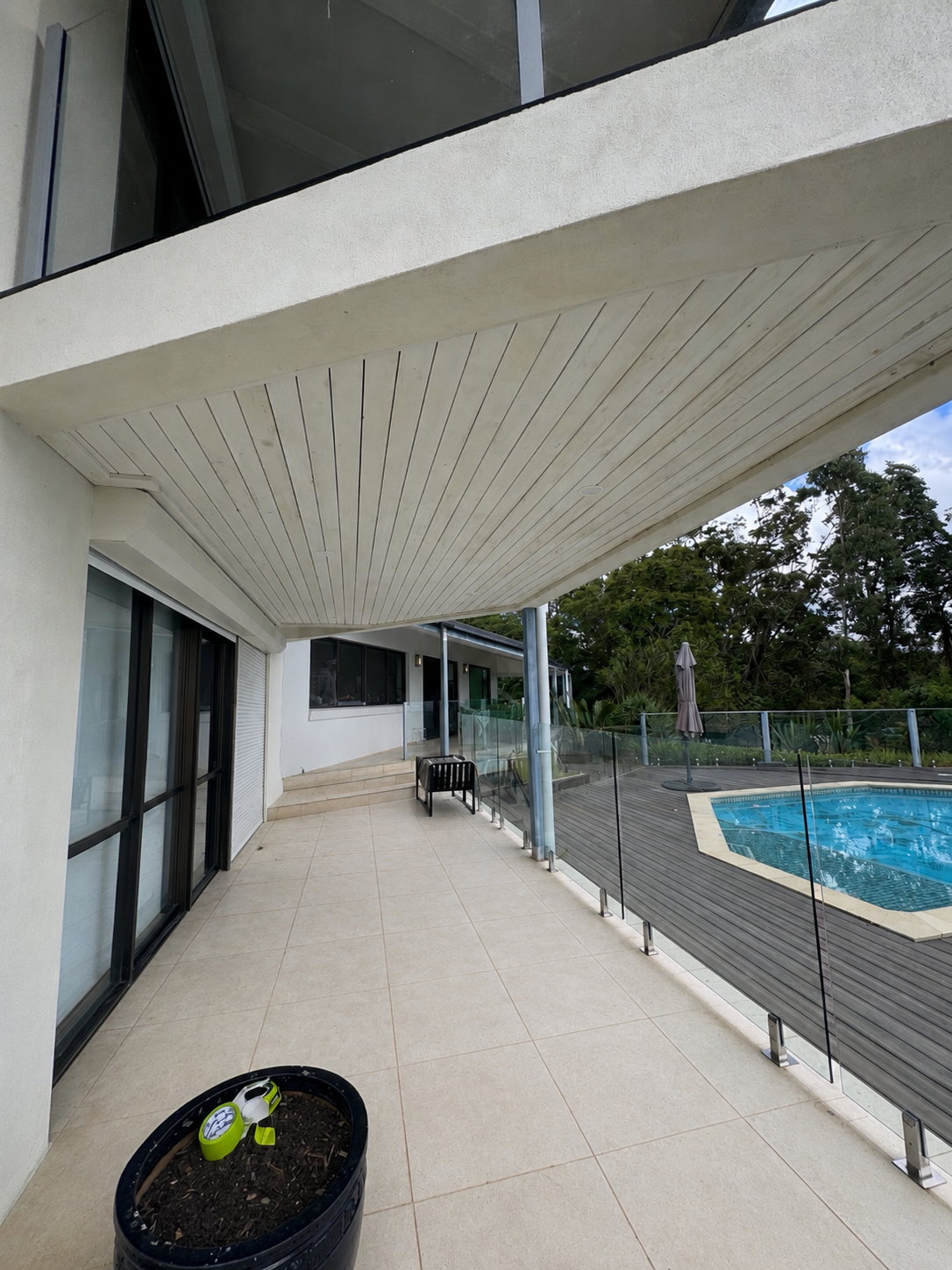 Poolside exterior area after house repainting in Tamborine Mountain