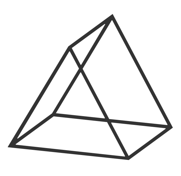 LIK Lighting icon - a three-dimensional pyramid with inner lines.