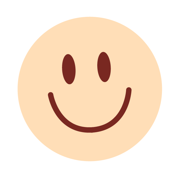 Smiley face emoji with a beige background and brown features