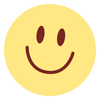A yellow smiley face emoticon with a simple smile and two eyes.