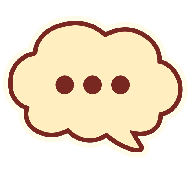 Speech bubble with three dots indicating typing or conversation.