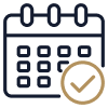 Icon of a calendar with a checkmark