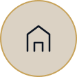 Icon of a house with a pitched roof and a door