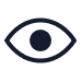 Simple line drawing of an eye in navy blue