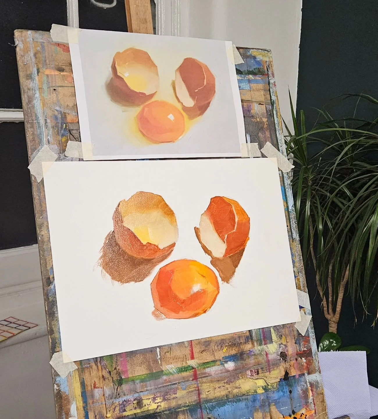 Week one of oil painting classes - about an hour into painting an egg.

#painting #oilpainting #egg