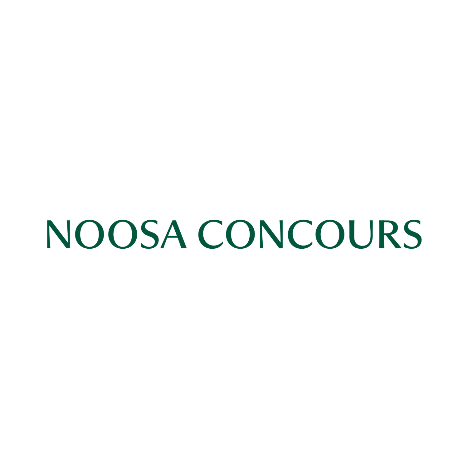 Logo for the NOOSA CONCOURS featuring a stylized car above the text 'NOOSA CONCOURS' in green.