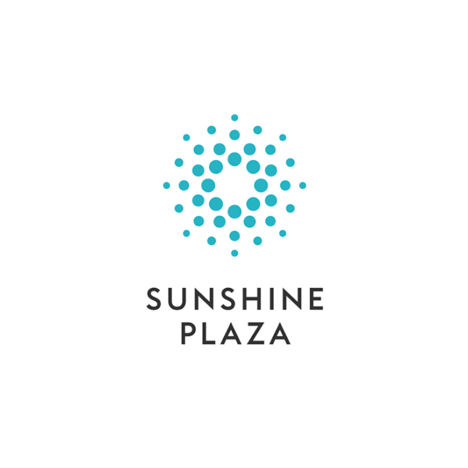 Logo for Sunshine Place Plaza featuring a stylized yellow sun with rays and a gray outline, with the text 'Sunshine Place Plaza' underneath.