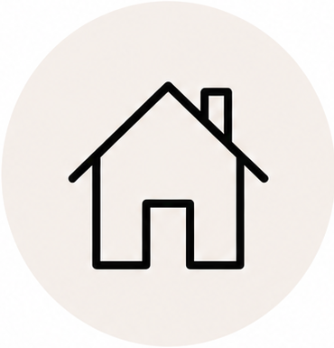 Simple black line drawing of a house with a chimney on a light background.