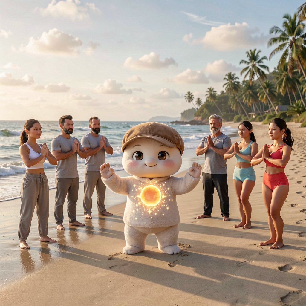 JOY MATE in the middle of a beach meditation circle | JOY MATE App