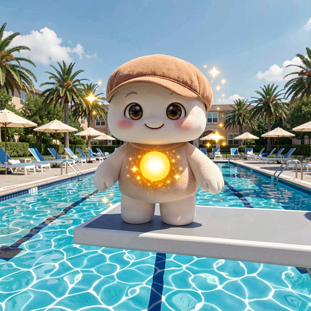 JOY MATE on a diving board at a resort pool | JOY MATE App