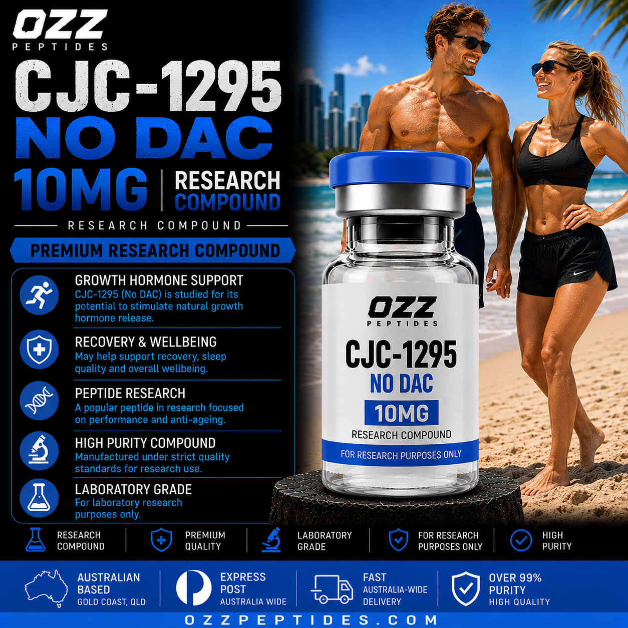 CJC-1295 No DAC 10 mg – GHRH Signalling | Short-Acting Endocrine Research | Premium Research Compound