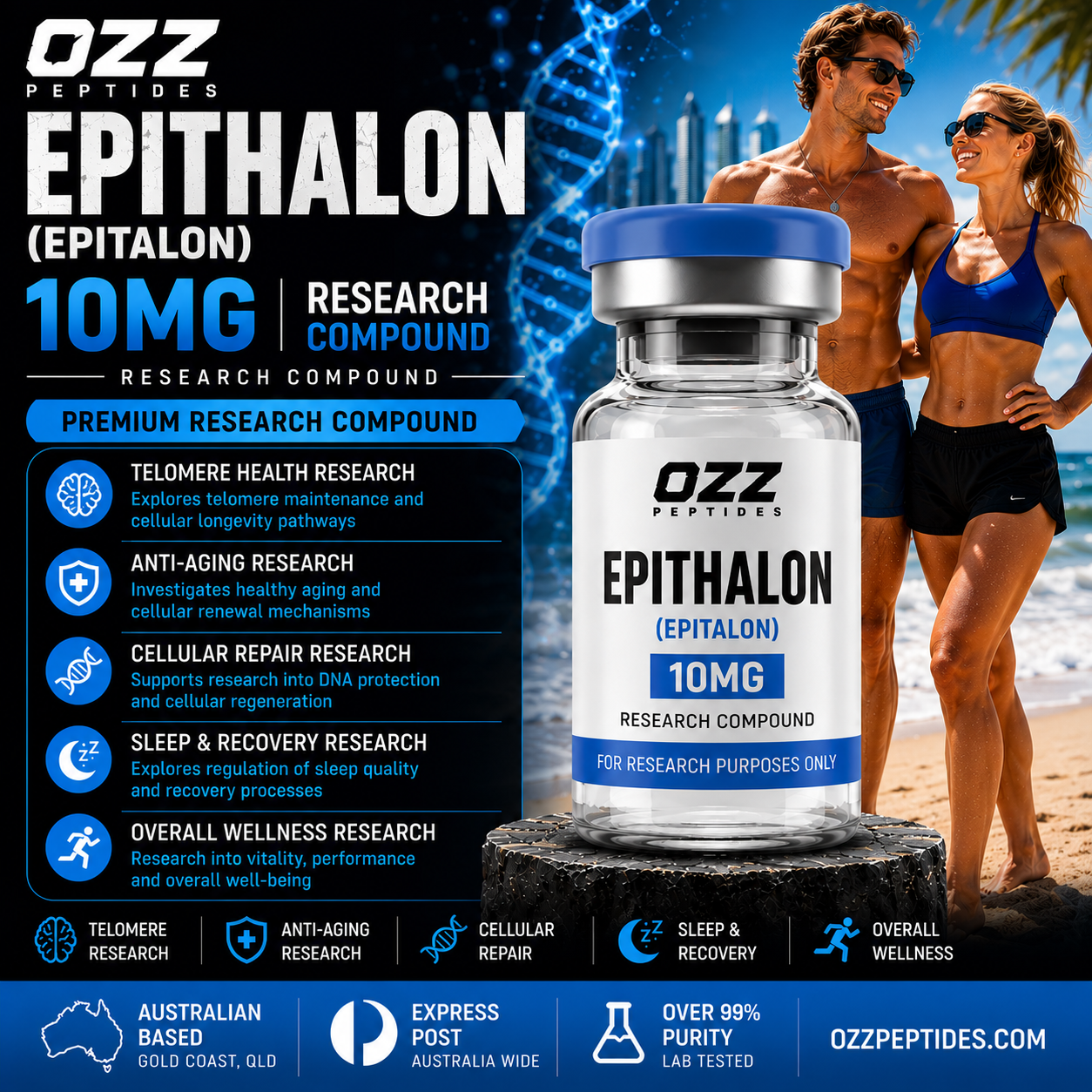 Epithalon 10 mg (Epitalon) – Cellular Ageing | Circadian Research | Premium Research Compound
