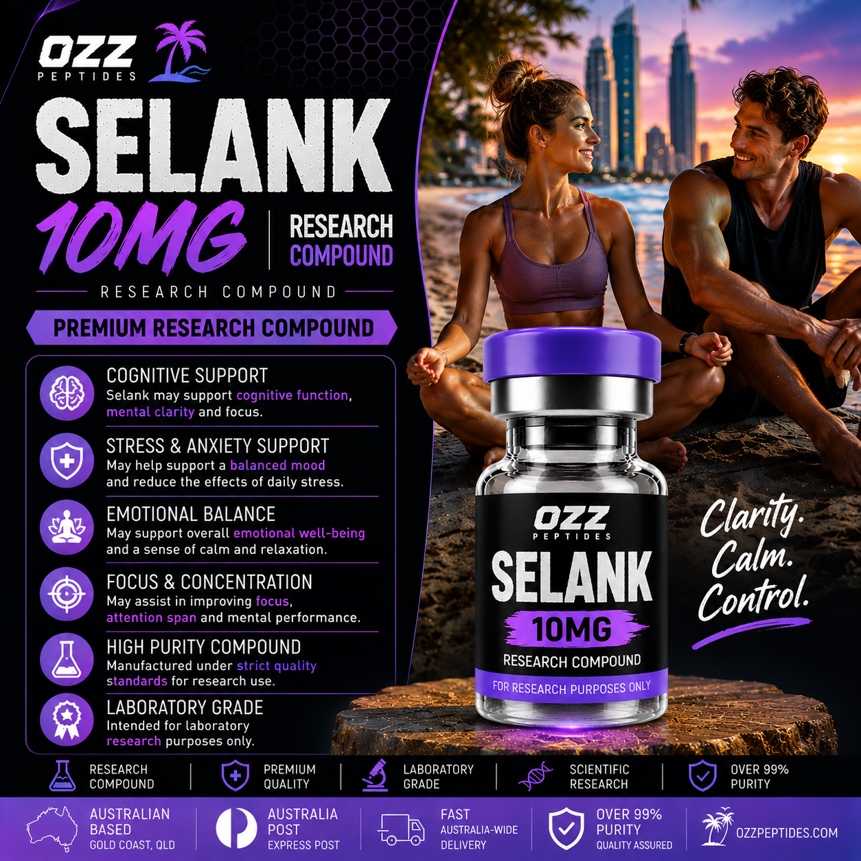 Selank 10 mg – Neurotransmitter Research | Stress-Response Signalling | Premium Research Compound