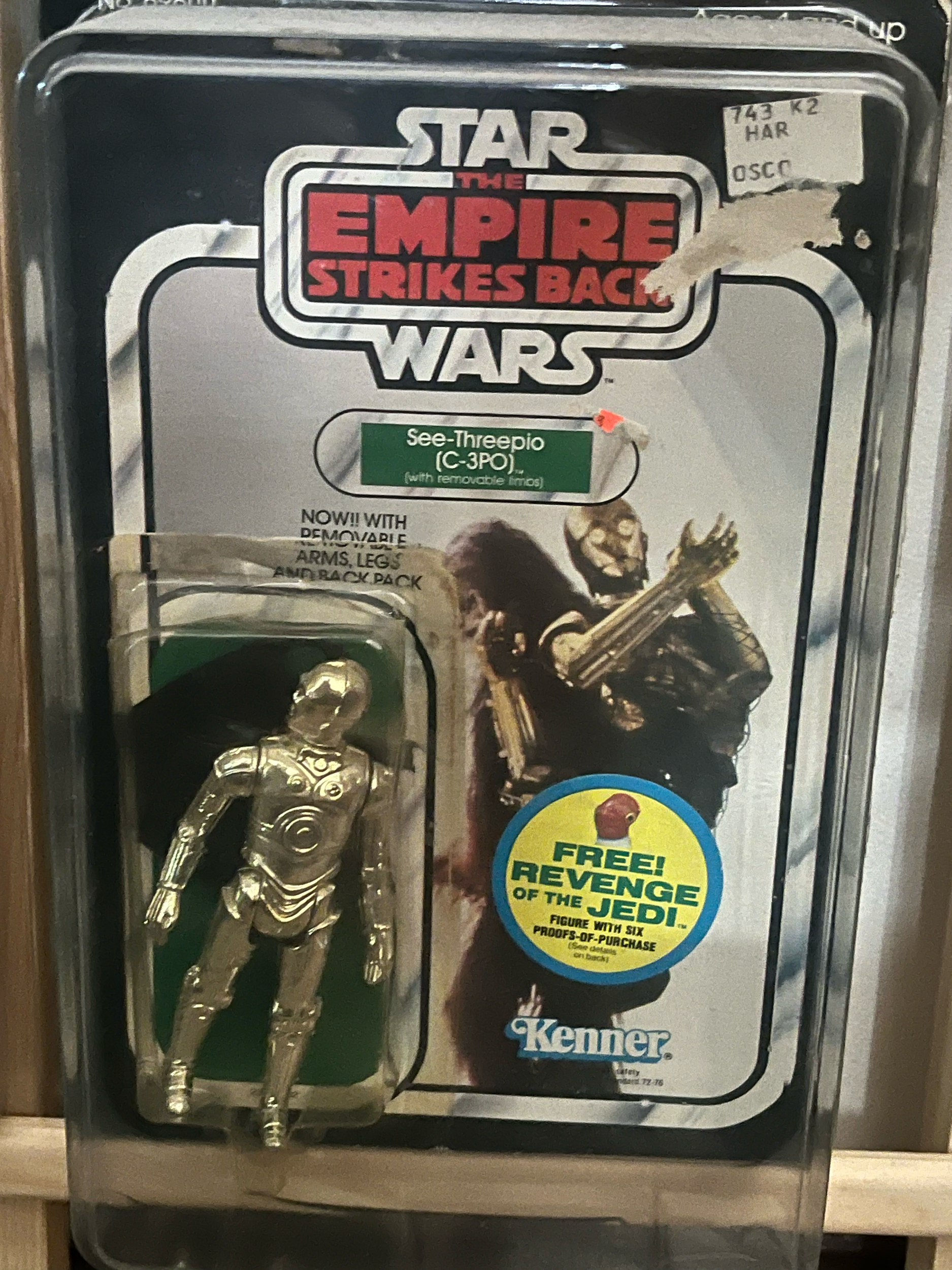 intage Kenner starwars C3P0 removable limbs ESB  release  on Mint on card