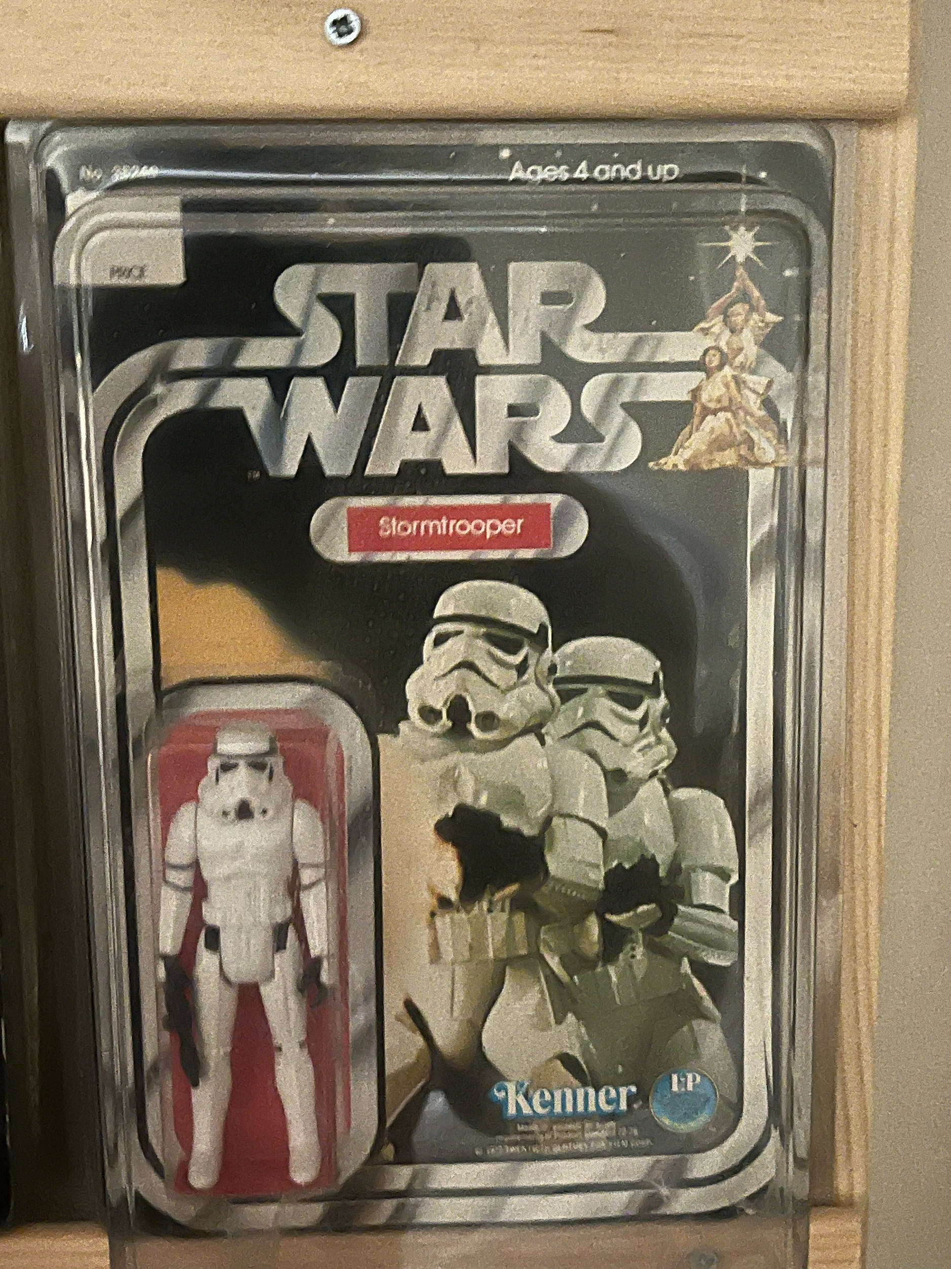 Star Wars collectible packaging featuring a white stormtrooper figure, with the 'Star Wars' logo and branding.