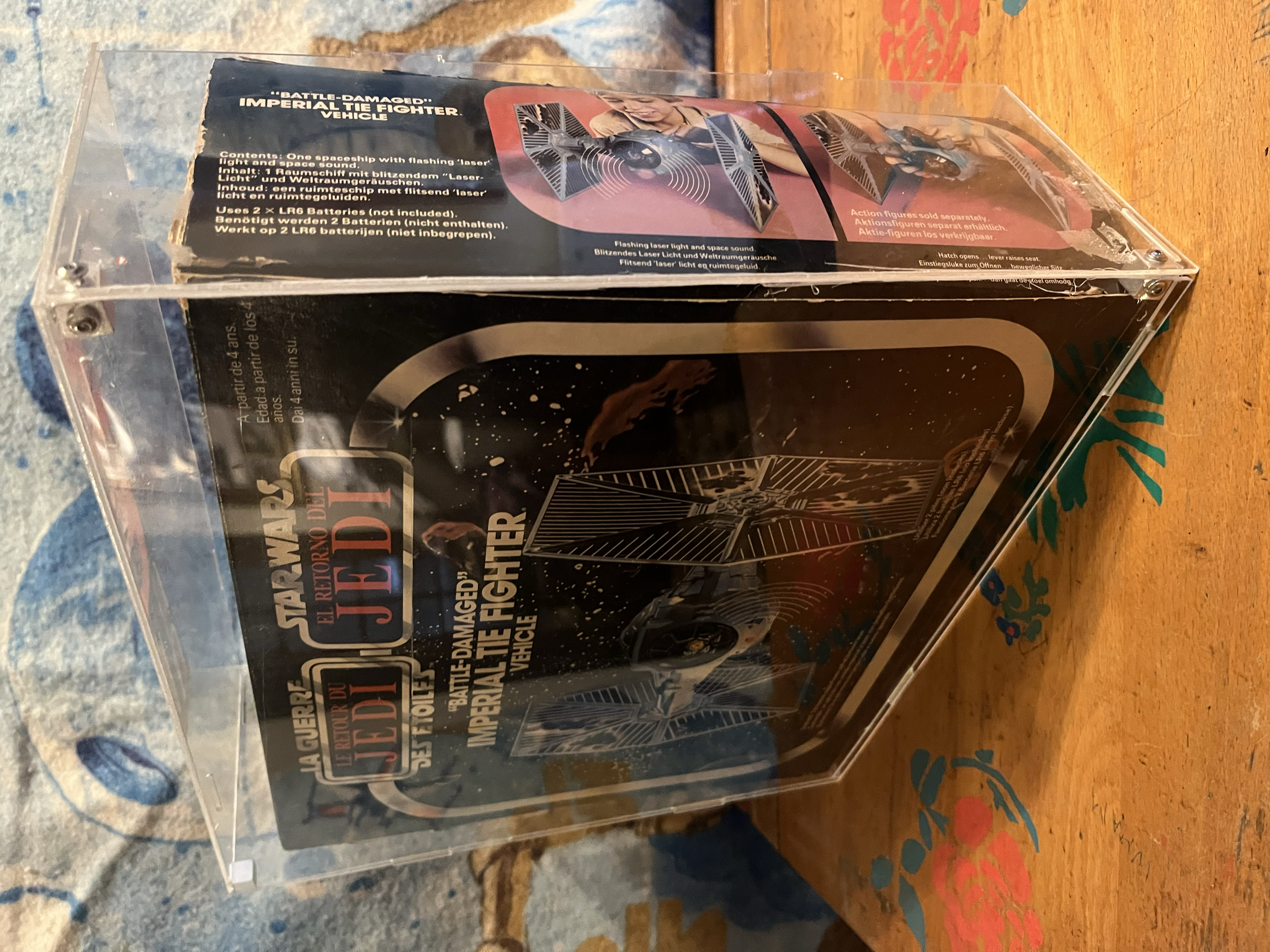 Vintage Star Wars palitoy battle damaged tie fighter side view