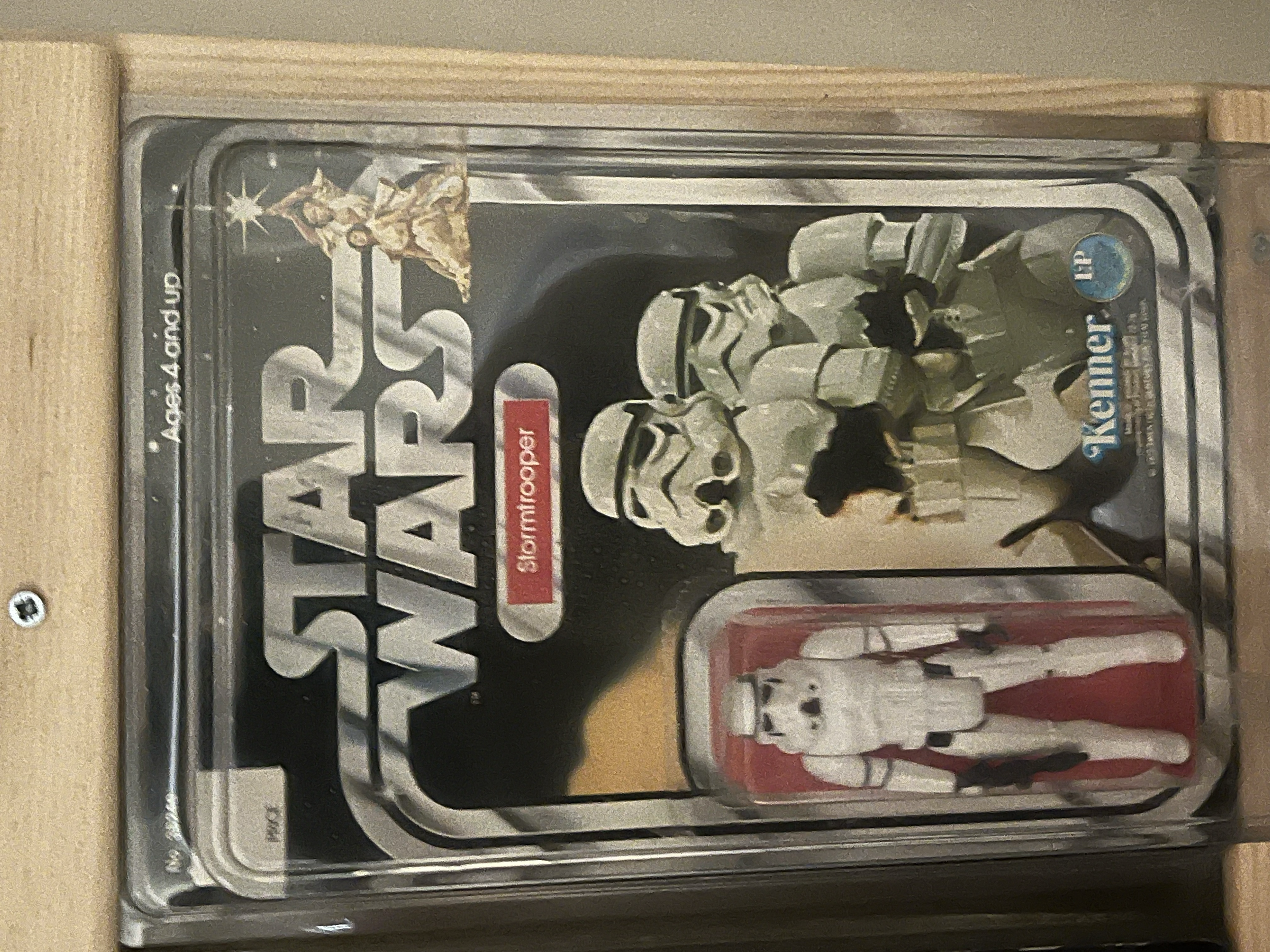 Star Wars collectible packaging featuring a white stormtrooper figure, with the 'Star Wars' logo and branding.
