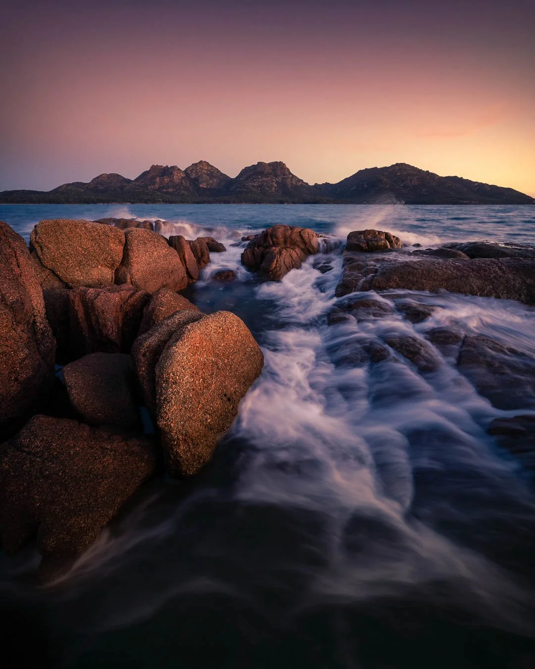 Sunrise on Tasmania's Hazard Range on the east coast