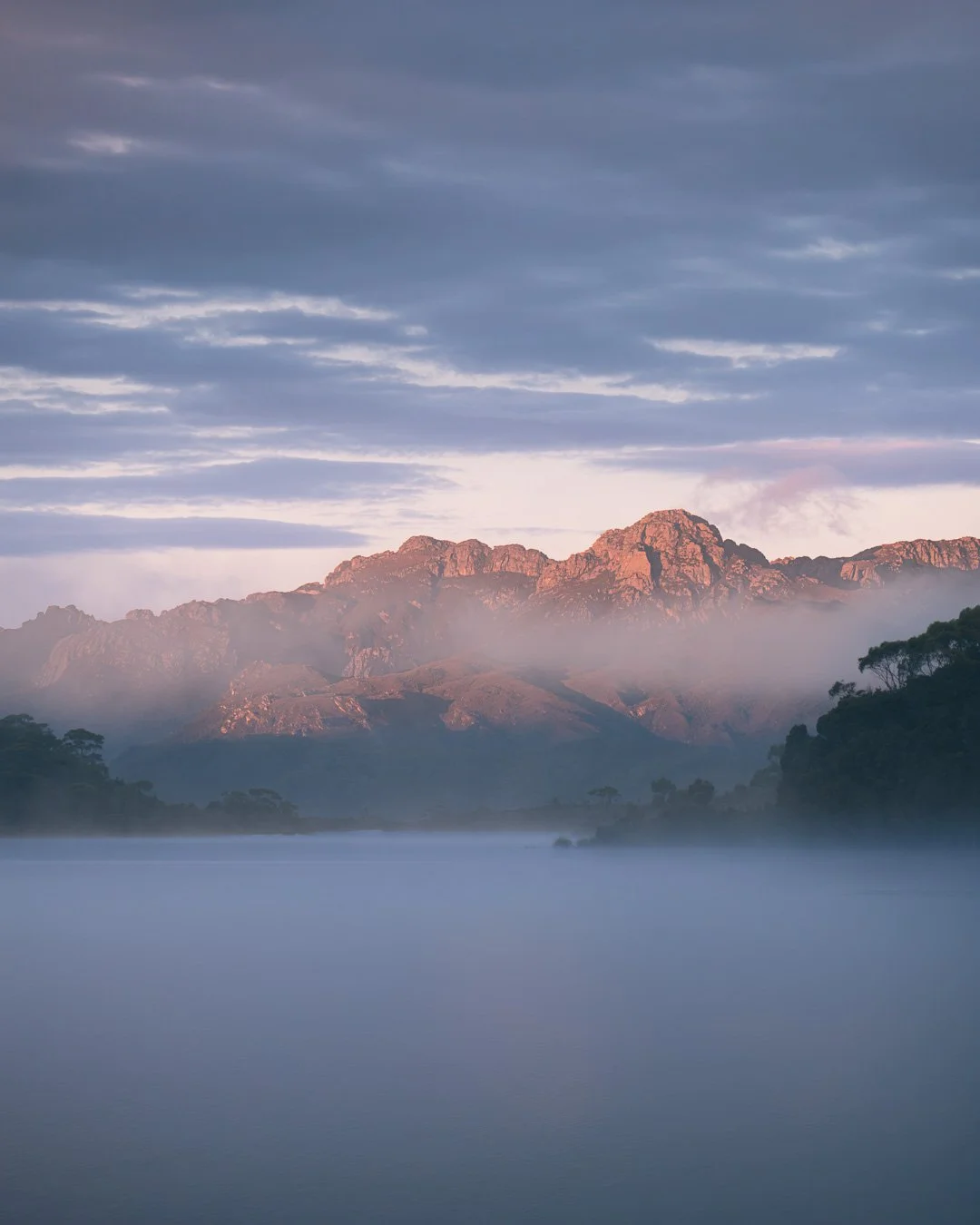 Mountain light over Tasmania's Southwest wilderness