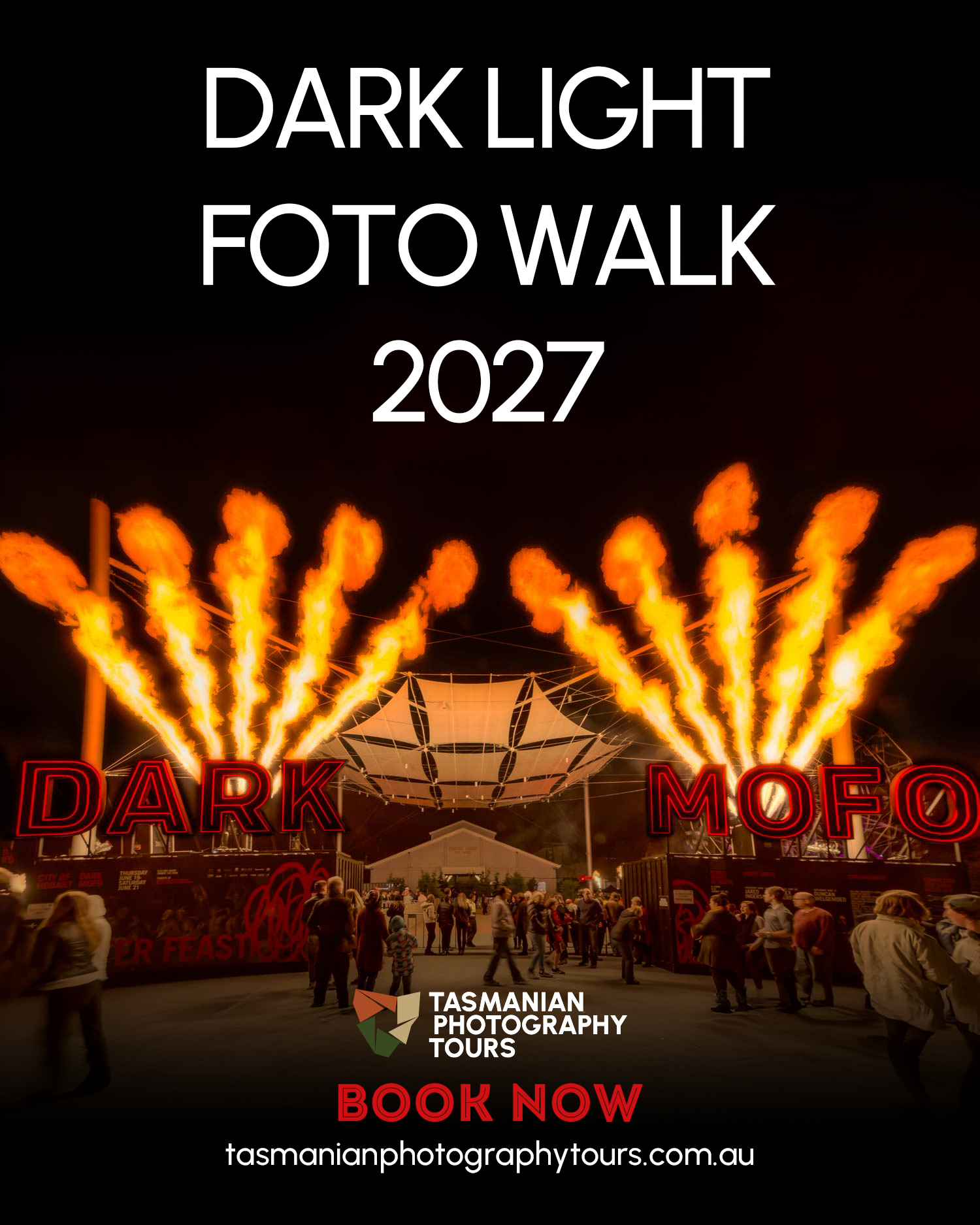Long exposure night photography on Hobart's waterfront during Dark Mofo