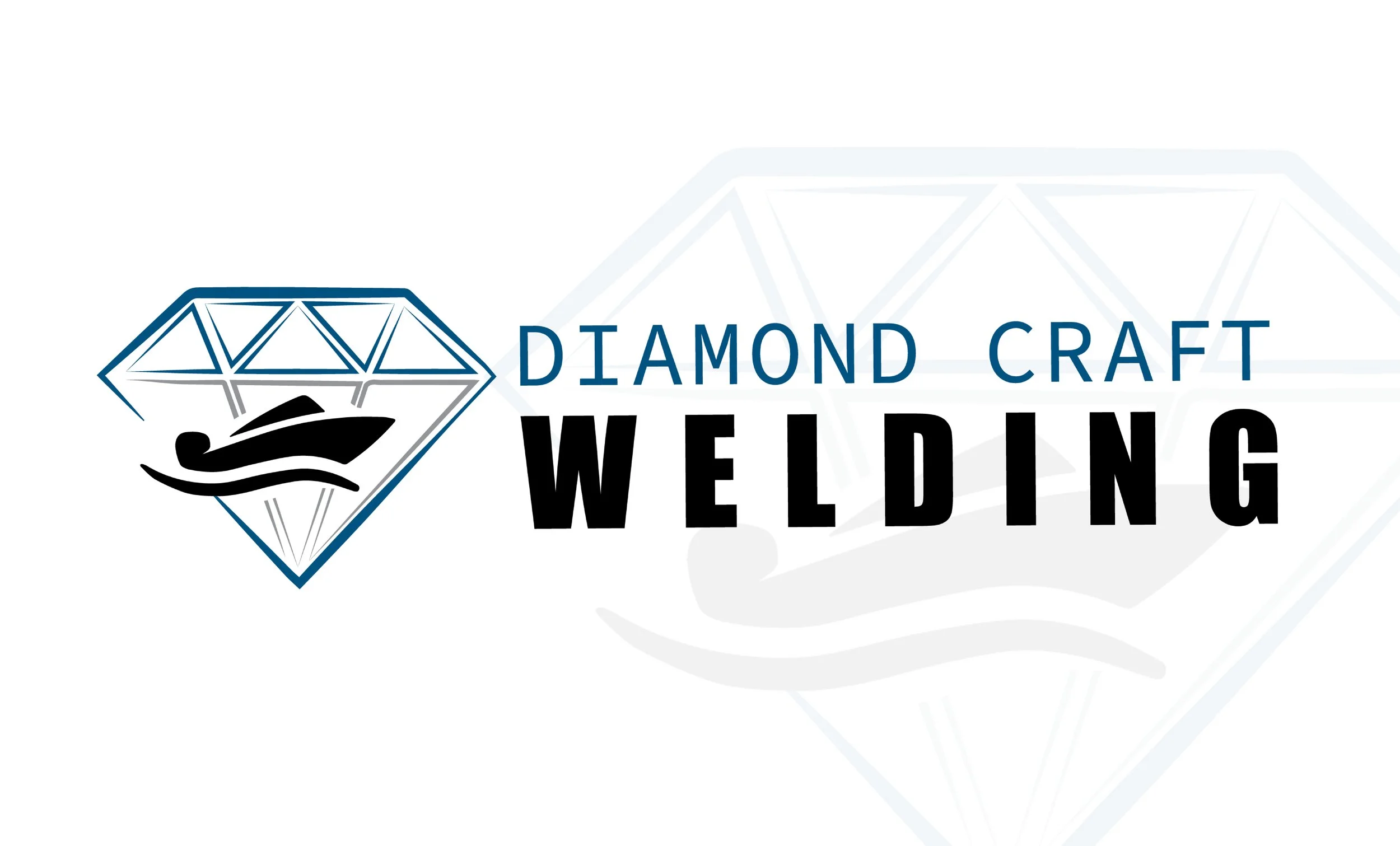 Logo for Diamond Craft Welding featuring a diamond illustration with a welding torch icon and the text 'Diamond Craft Welding'.