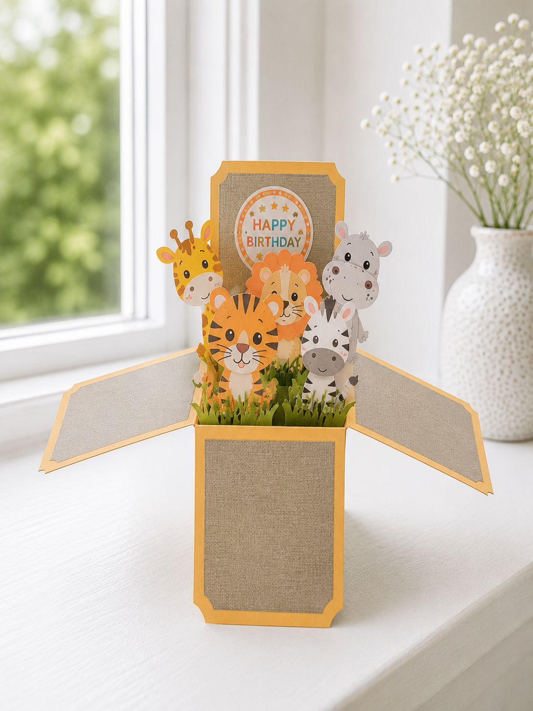 3D Safari Animal Pop Up Birthday Card