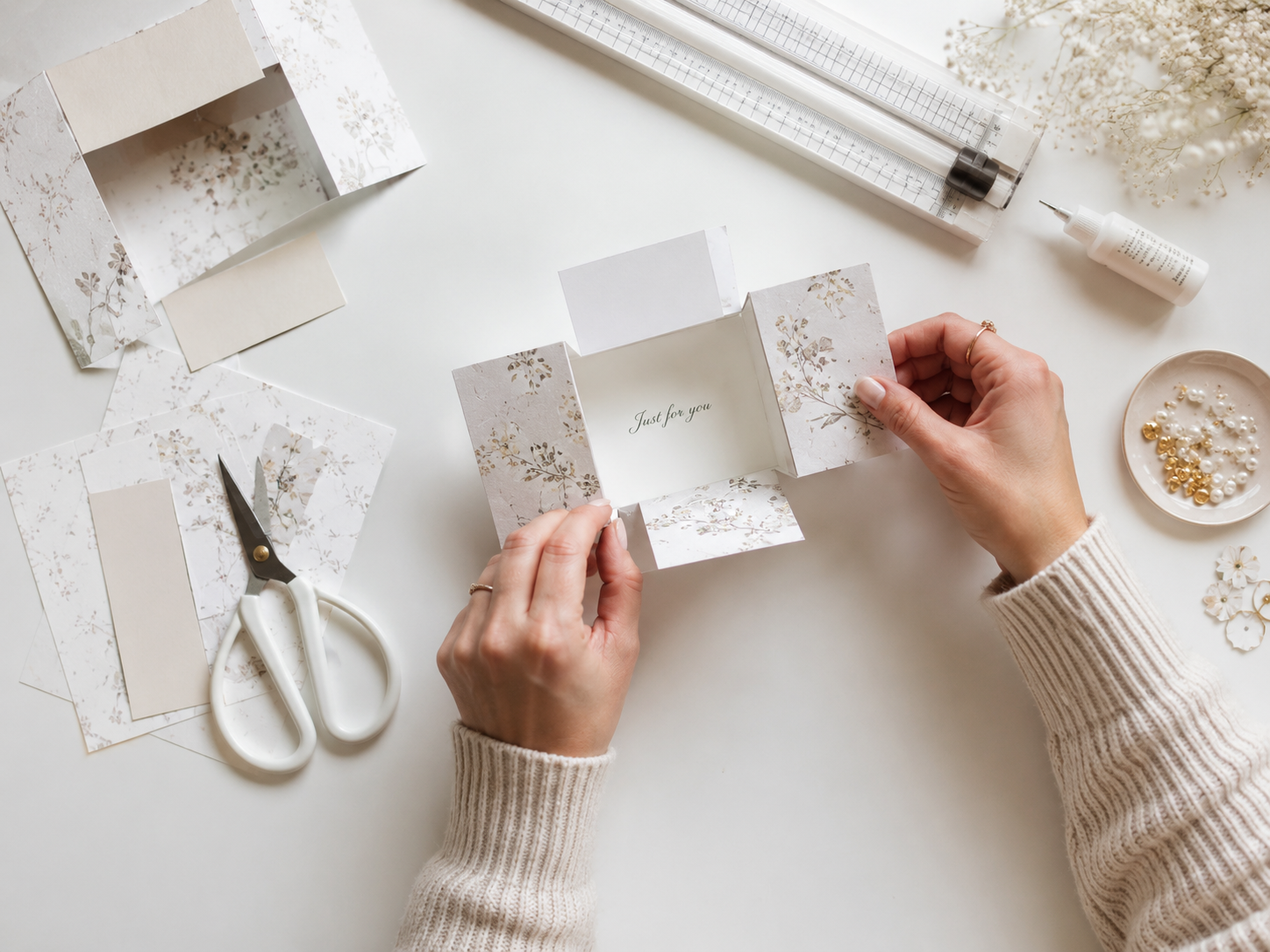 crafting a thank you box card