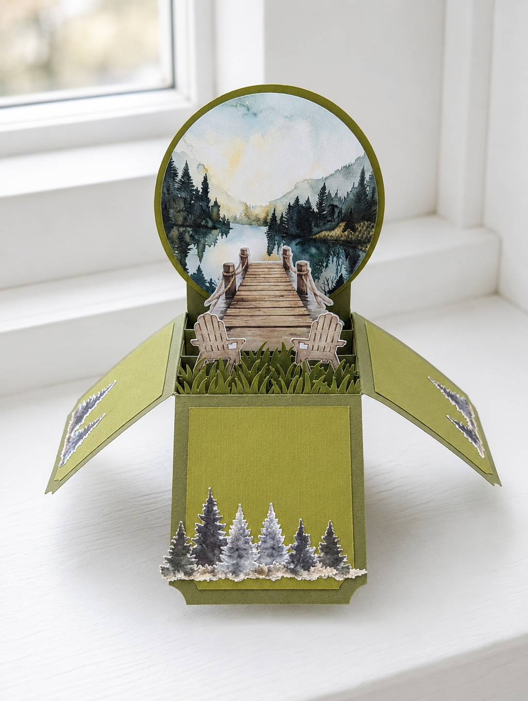 Woodland Mountain & Lake Pop-Up Card