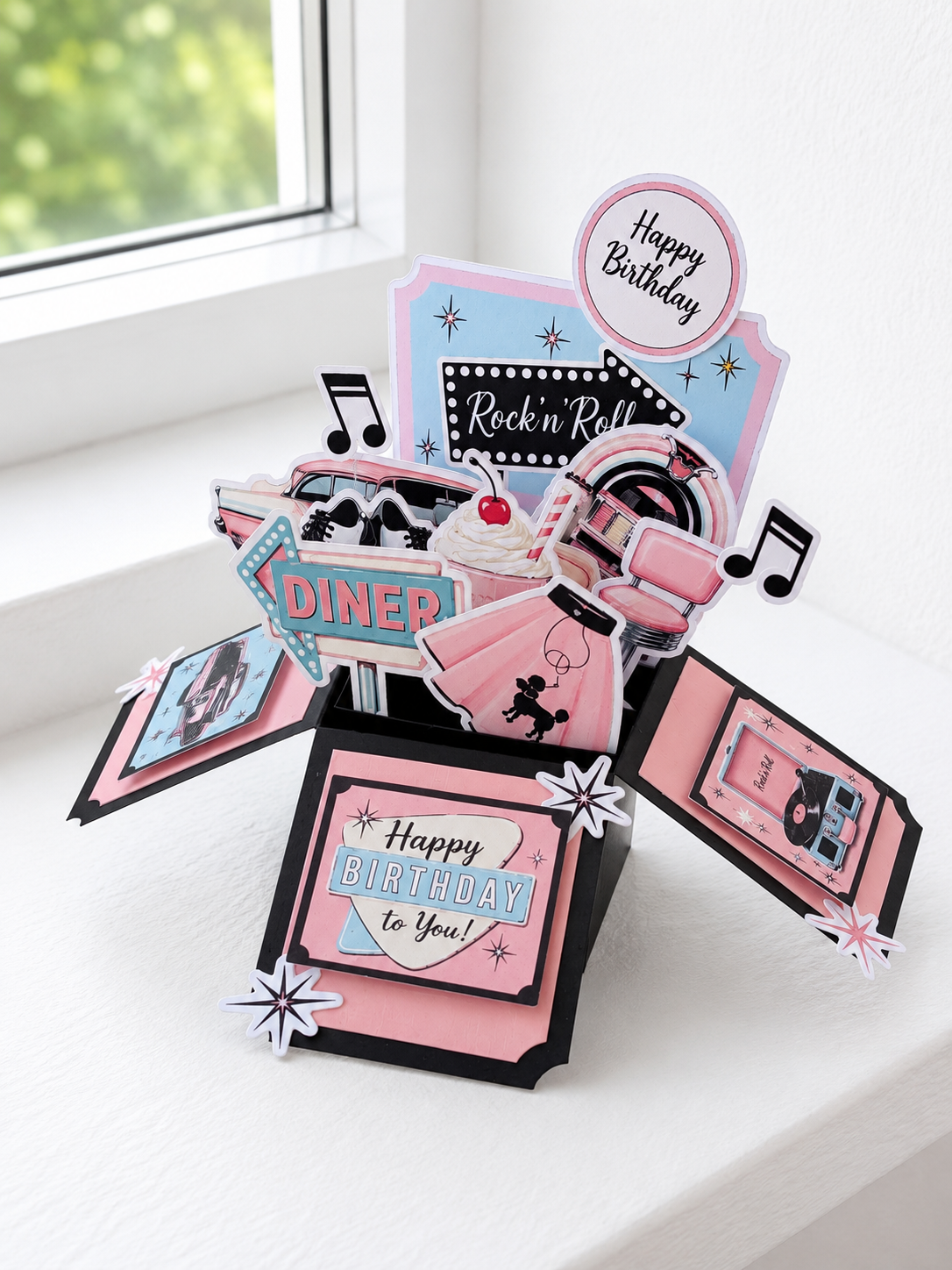 1950s Rero Diner 3D Pop-Up handmade Birthday Card