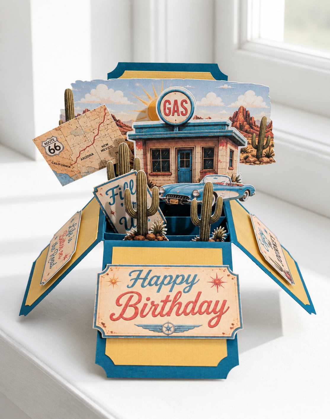 route 66 pop-up birthday card