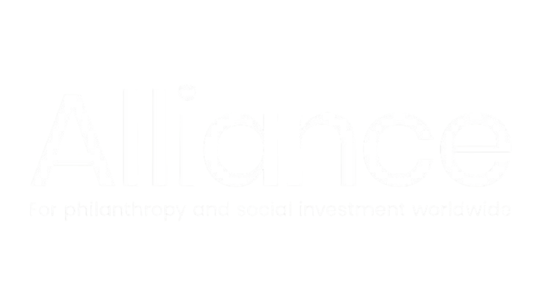 The logo of Alliance for philanthropy and social investment worldwide, with the word 'Alliance' in large white letters and the tagline below.