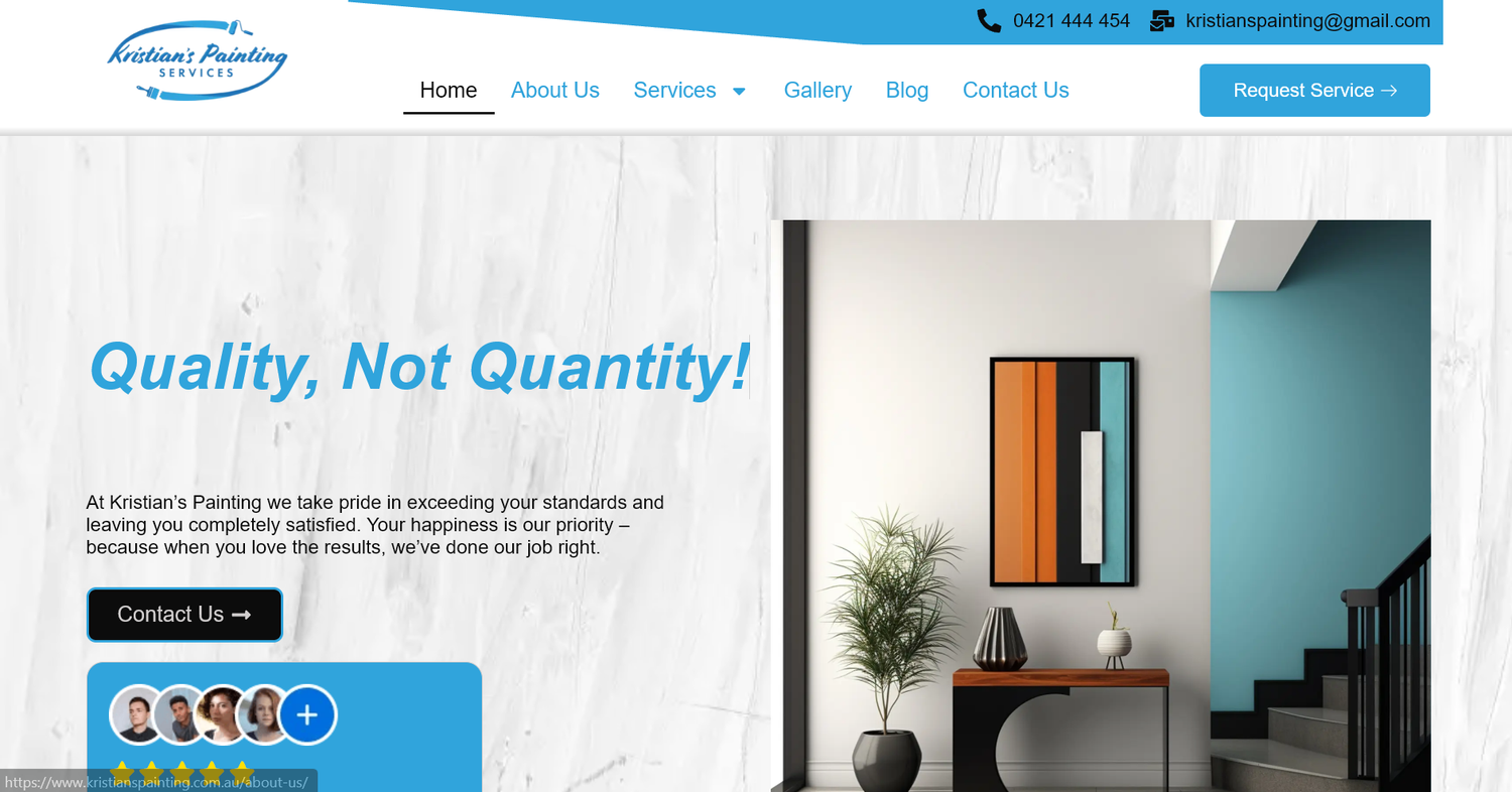 Kristian’s Painting homepage before the website redesign