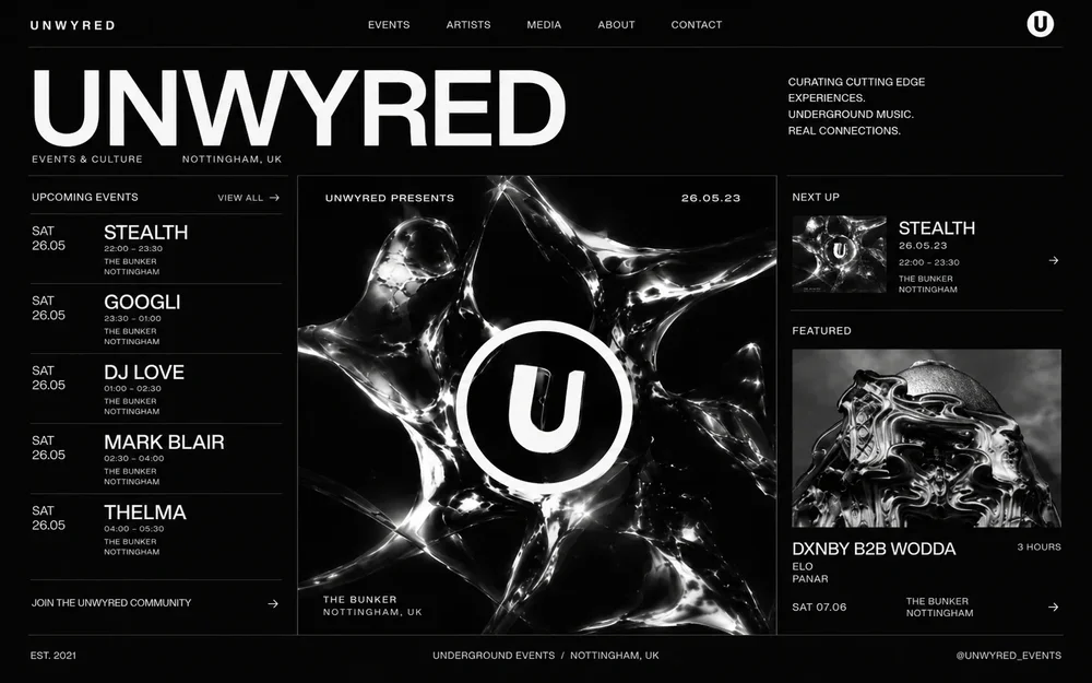 Unwyred website design displayed in Slump Studio portfolio