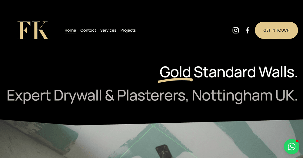 Fort Knox drywall and plastering website homepage designed by Slump Studio
