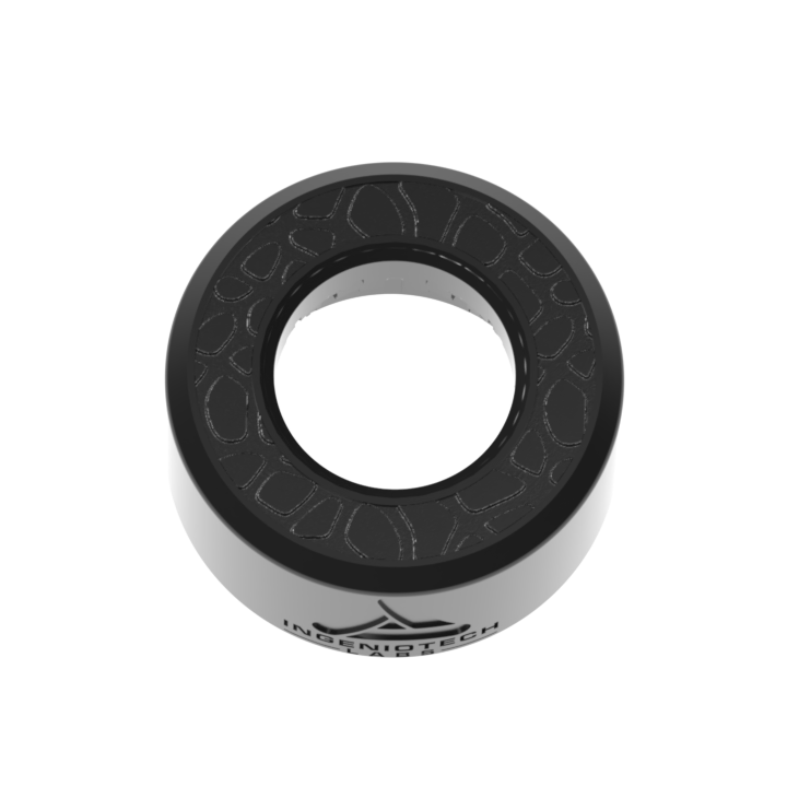 Black Full sprinkler guard, top view render showing its circular shape / Protector circular negro, vista superior.