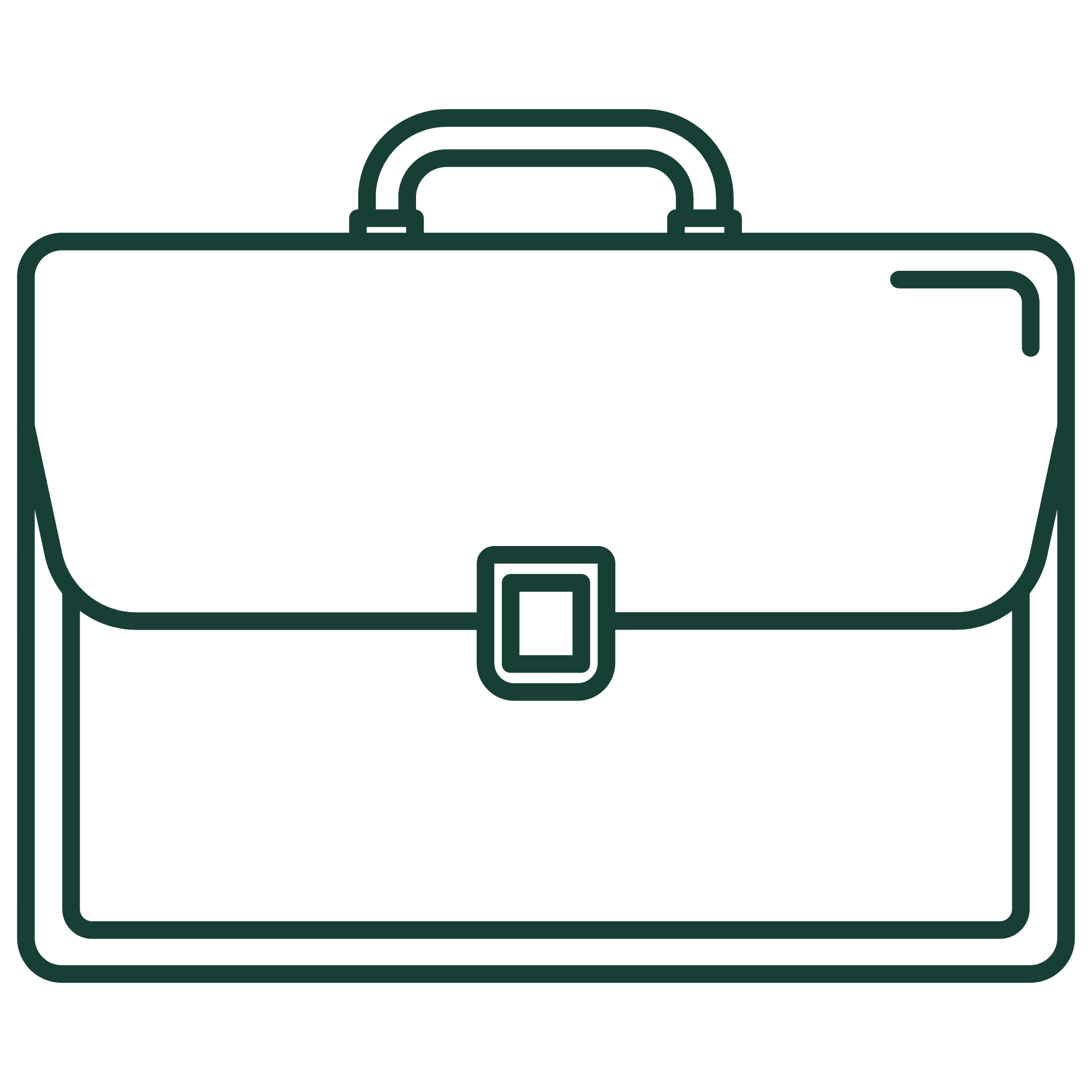 Outline drawing of a suitcase with an extended handle.