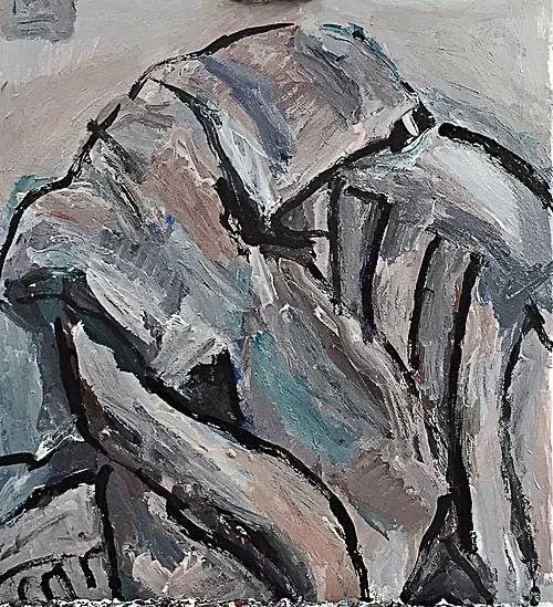 Drapery on a white chair, acrylic on wood, 60 x 80 cm, 2019