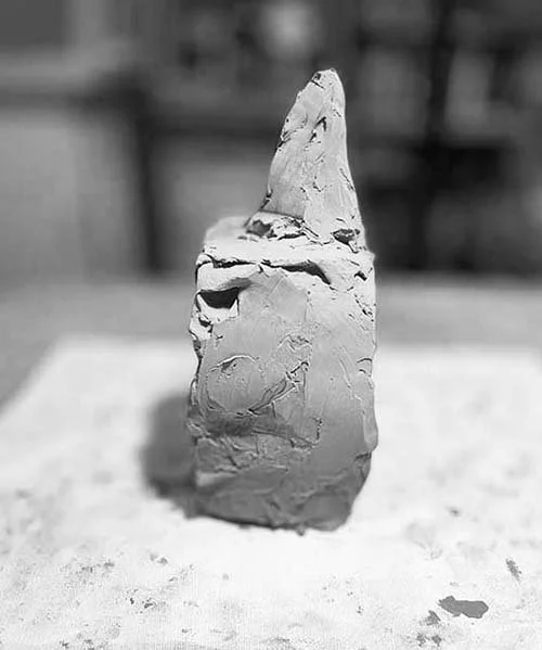 Pyramid on a block base 2, clay, 2022