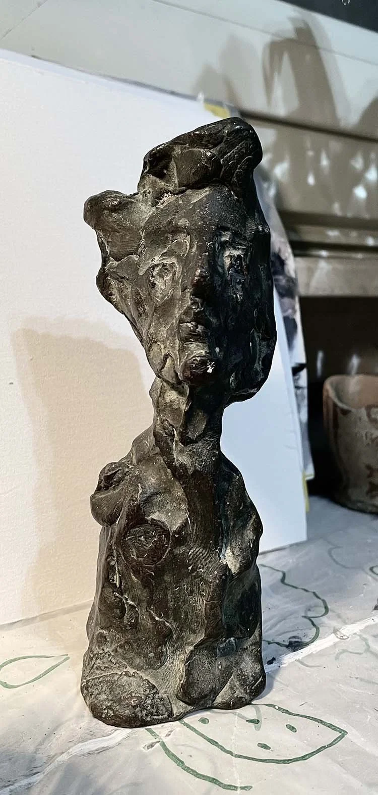 Bronze sculpture of my wife facing front, 17 cm, 1984