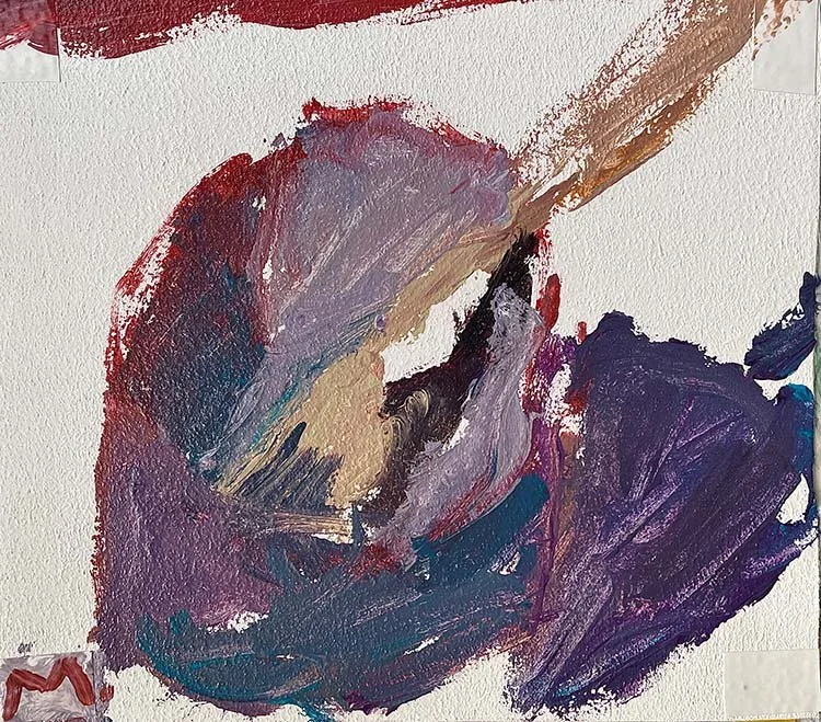 Bowl and spoon, acrylic on canvas, 22 x 25 cm, 2025