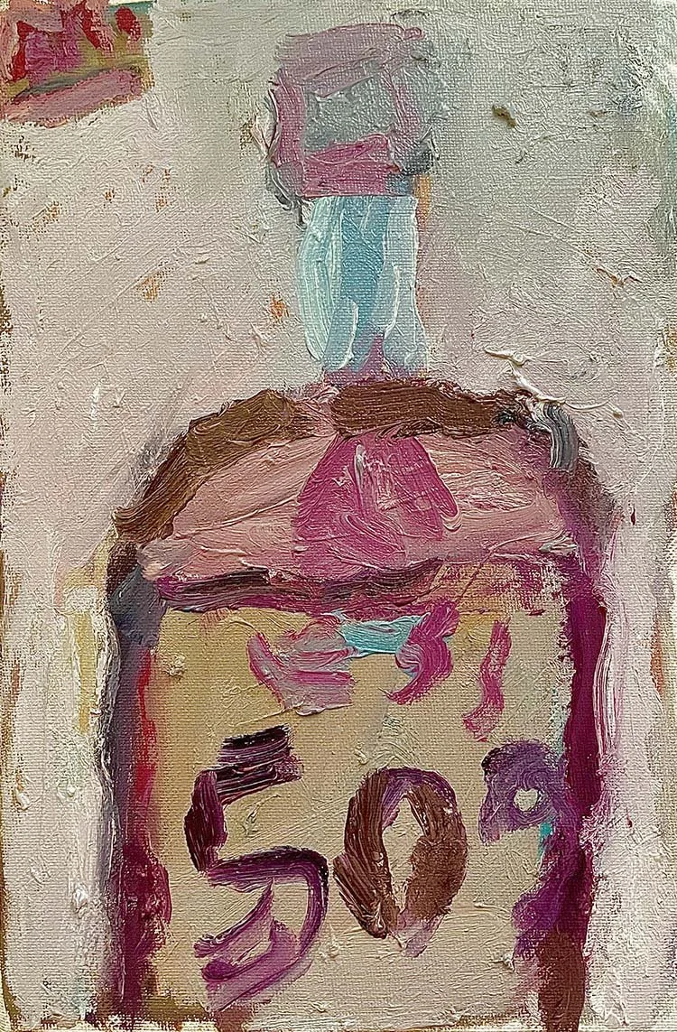 Red bottle, acrylic on canvas, 22 x 27 cm, 2025