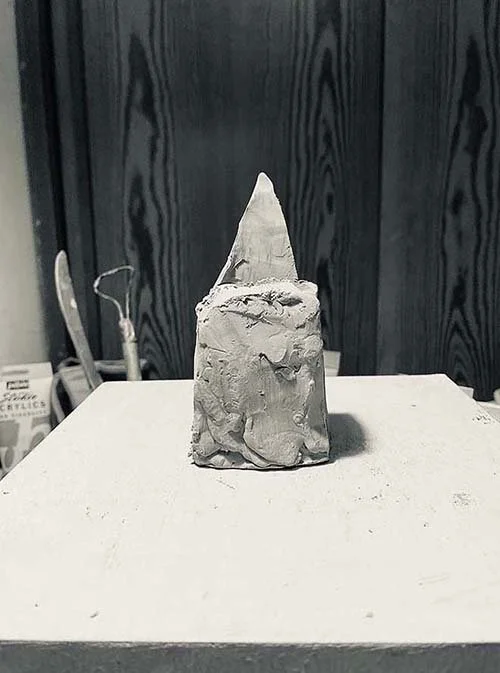 Pyramid on a block base 4, clay, 2022