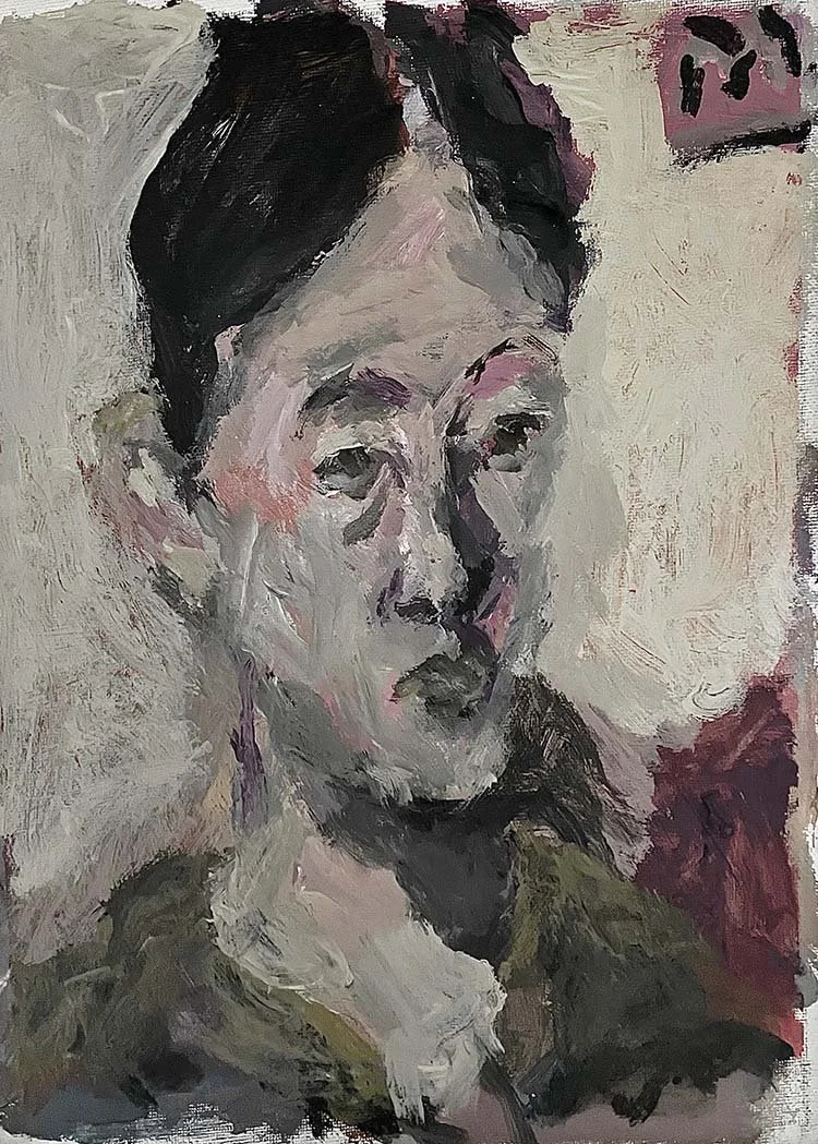 Lady with black hair, acrylic on canvas, 30 x 40 cm,2026