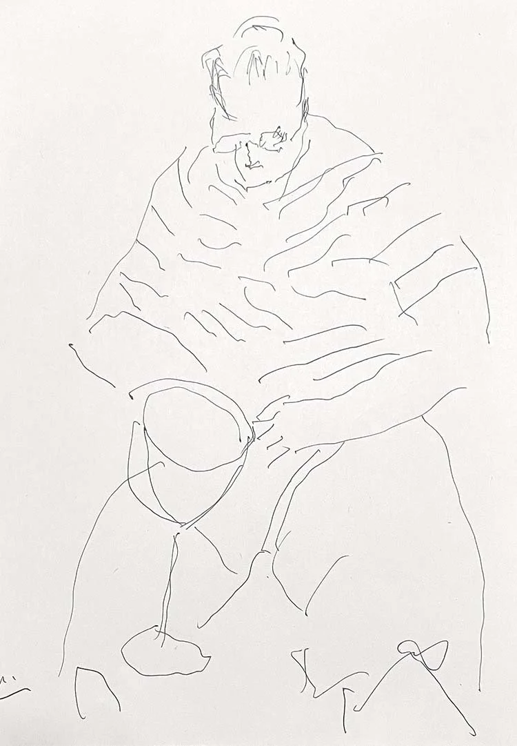 My wife, ink drawing, 17 x 25 cm, 2025