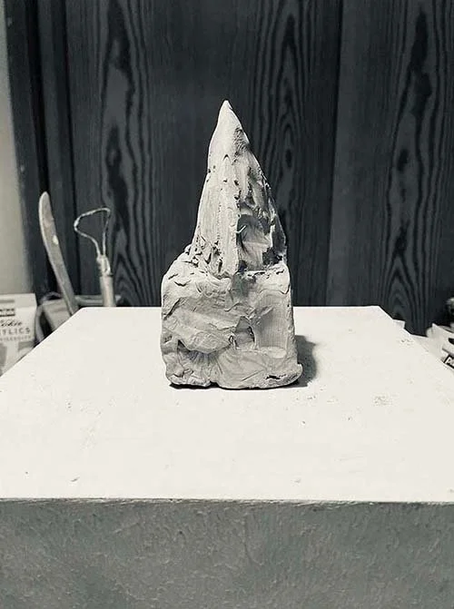 Pyramid on a block base 3, clay, 2022