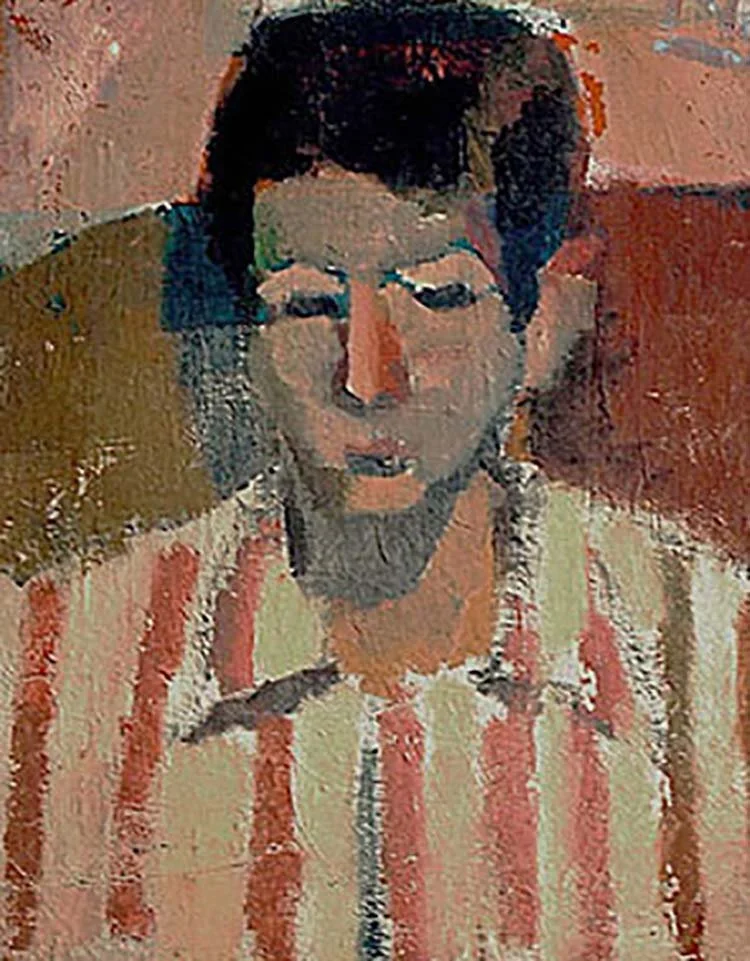 Portrait of my brother in a striped pyjama, oil on canvas, 40 x 50 cm, 1972