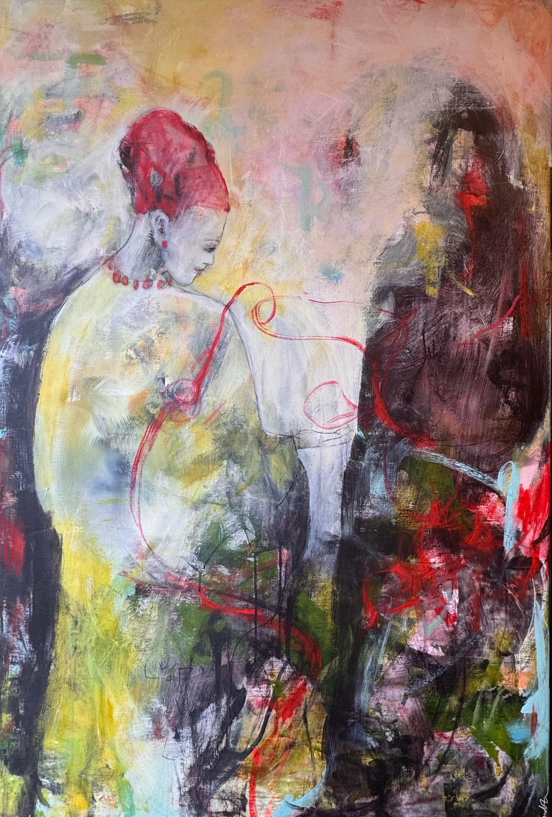 ”Thread of red” 100 x 150 cm